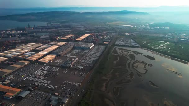 Koper Capodistria Slovenia Aerial Drone View Industrial Area — Stockvideo