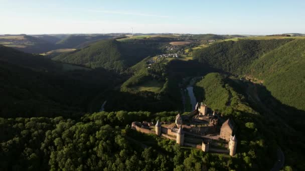 Bourscheid Castle Located Village Bourscheid North Luxembourg Medieval Castle Dating — Video Stock