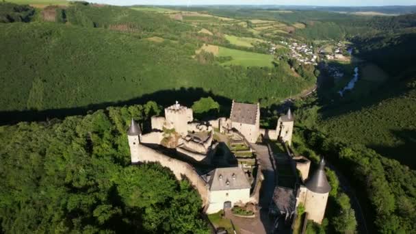 Bourscheid Castle Located Village Bourscheid North Luxembourg Medieval Castle Dating — Video Stock