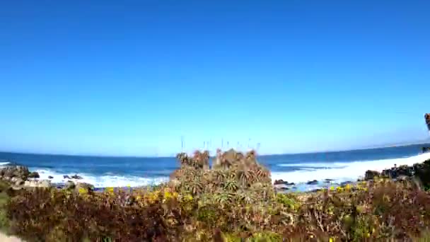 Monterey Bay Paisaje Conducción Costera Pov Tiro Acción — Vídeo de stock