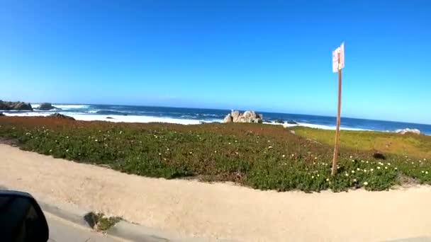 Coastal Driving Monterey Bay Peninsula Pacific Grove California — Stock video