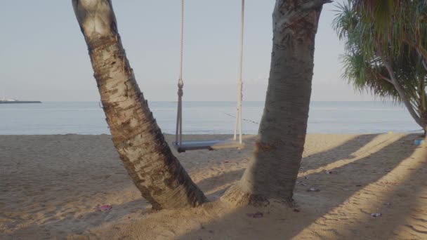 Columpio Oscilante Vacío Con Vistas Una Playa Con Una Espectacular — Vídeos de Stock