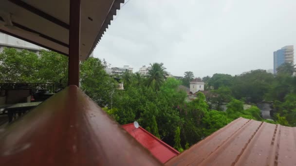 Rains House Balcony View Rainy Day Mumbai Maharashtra Timelaps — Stockvideo