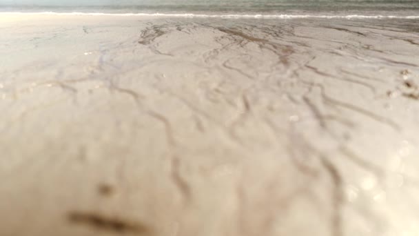 Turquoise Waves Atlantic Ocean Gently Lap Sand Remote Scottish Beach — Stock videók