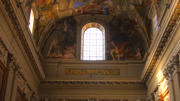 Interior Iglesia San Ignacio Loyola Campus Martius Con Techo Pintado — Vídeos de Stock