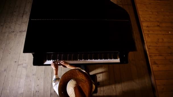 Romanian Girl Touching Piano Keyboard — Stok video