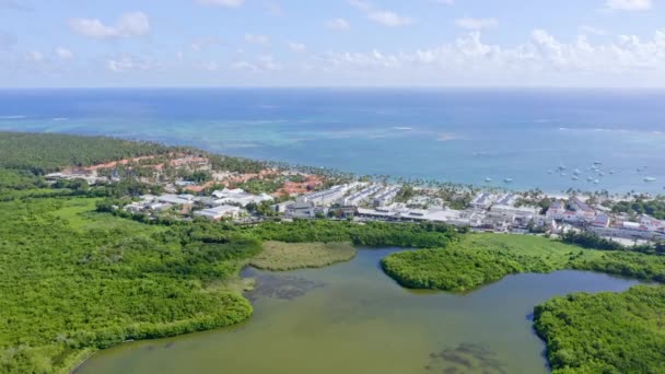 Freshwater Lake Laguna Bavaro Wildlife Refuge Picturesque Beach Scenery Punta — Vídeo de stock