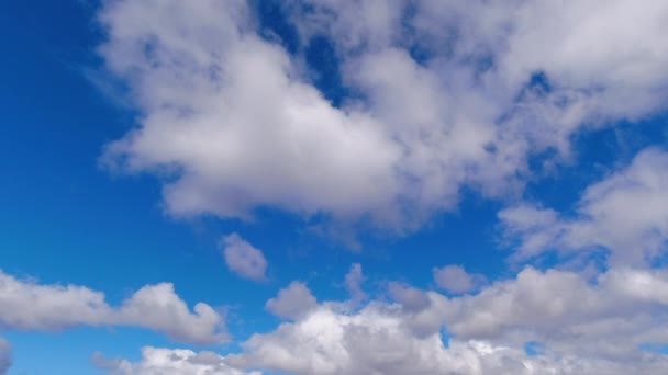 Timelapse Abstract Cumulus Clouds Cross Natural Empty Blue Sky — ストック動画