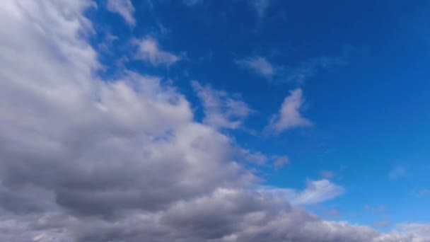 Nubes Lluvia Flotan Través Del Cielo Azul Patrones Naturaleza Lapso — Vídeo de stock