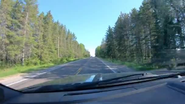 Pov While Driving Narrow County Road Few Rural Homes Forested — Stock Video