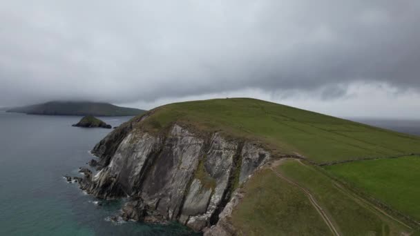 Cliffs Dunmore Head Dingle Peninsula Ireland Drone Aerial View — Stock video