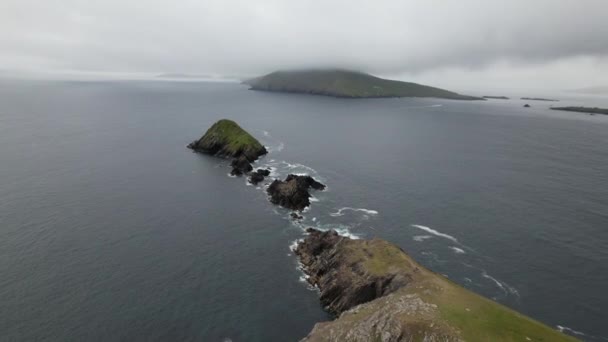 Rocky Shore Line Dunmore Head Dingle Peninsula Ireland Drone Aerial — Stok video