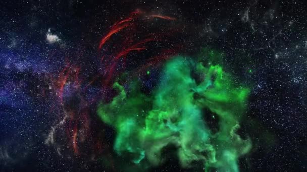 Green Nebula Cloud Space — Wideo stockowe