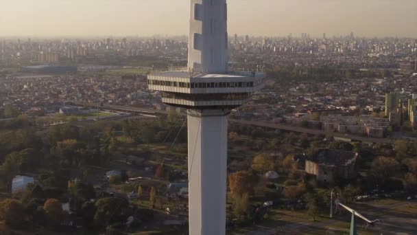 Popular Space Tower Cityscape Background Buenos Aires Argentina Aerial Circling — Stock videók