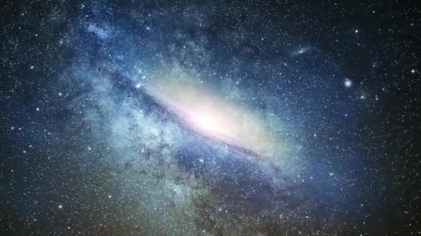 Bright Light Middle Galaxy Moving Space — Video Stock