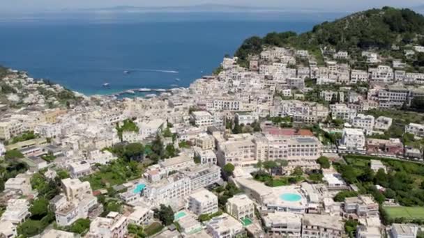 Luxury Exotic Villas Buildings Capri Island Italy Aerial — Stock Video