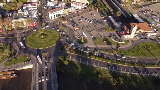 Roundabout Tigre City Buenos Aires Province Argentina Aerial Circling Pov — ストック動画