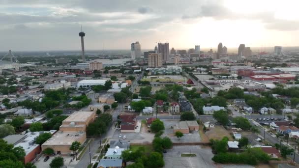 San Antonio Texas Sunset Neighborhood Community Outskirts Downtown Dramatic Skyline — Vídeo de Stock