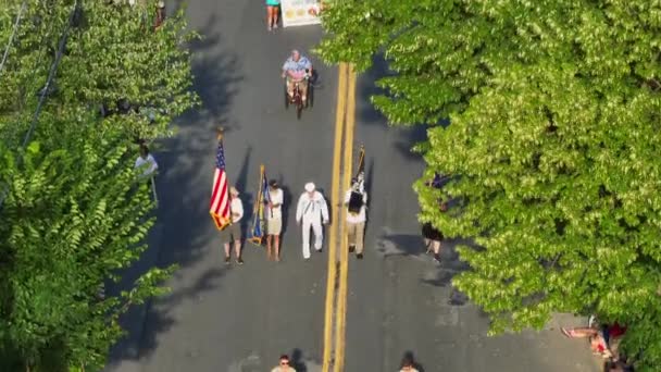 Navy Military Veteran Honored American Parade Usa Pow Mia Flags — Videoclip de stoc