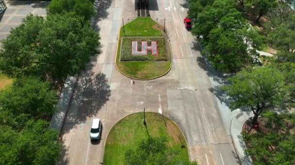 University Houston Texas Public Higher Institution Aerial Reveal Urban City — Stock video