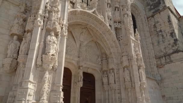 Jeronimos Monastery Gates Facade Style Architecture Became Known Manueline Style — Vídeo de stock
