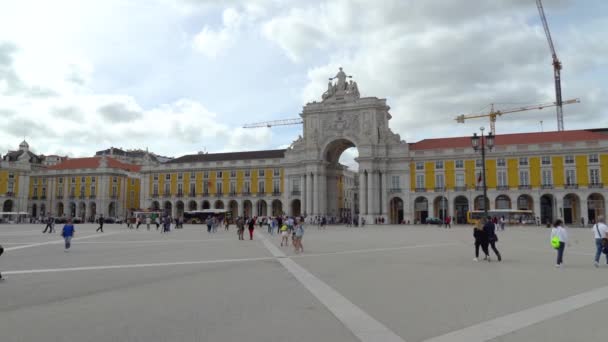 Triumphal Rua Augusta Arch Comercio Square Designed Portuguese Architect Santos — Vídeo de stock