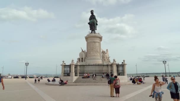 Бронзовая Конная Статуя Жозефа Португальского 1750 1777 Площади Комерсио Спроектирована — стоковое видео