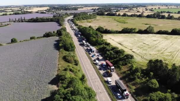 Traffic Blocked A12 Colchester Chelmsford Protesters Stage Slow Protest Rising — Stockvideo