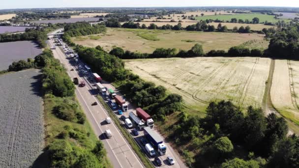 Traffic Blocked A12 Colchester Chelmsford Protesters Stage Slow Protest Rising — Stockvideo