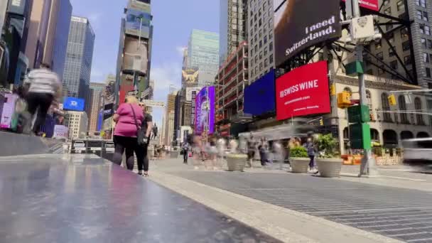 Tourists Enjoying Sights Famous Times Square New York Time Lapse — Vídeo de Stock