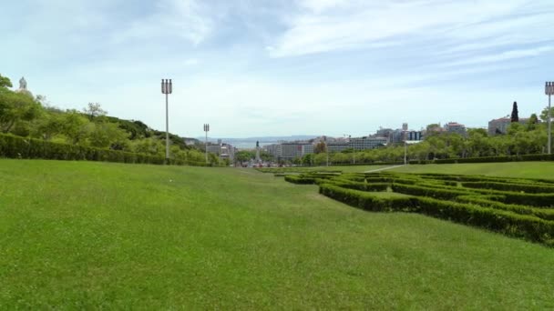 Park Eduardo Vii Oferuje Widoki Całą Długość Markizy Pombal Aleję — Wideo stockowe