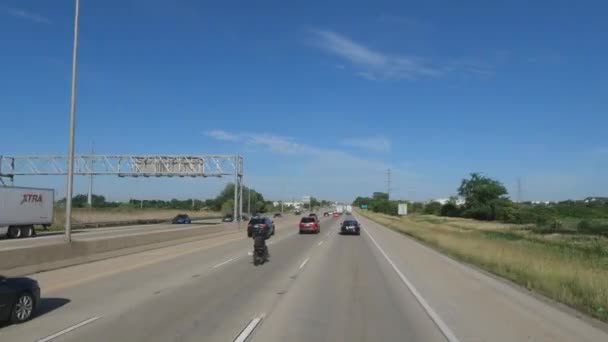 Traveling Illinois State Tollway Roads Streets Construction Slow Traffic Rush — Stockvideo