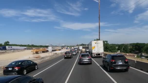 Traveling Illinois State Tollway Roads Streets Construction Slow Traffic Rush — Stockvideo