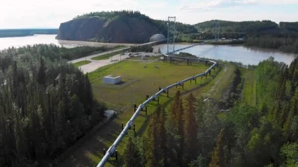 Drone Video Alyeska Pipeline Bridge Tanana Delta Rivers Big Delta — 비디오