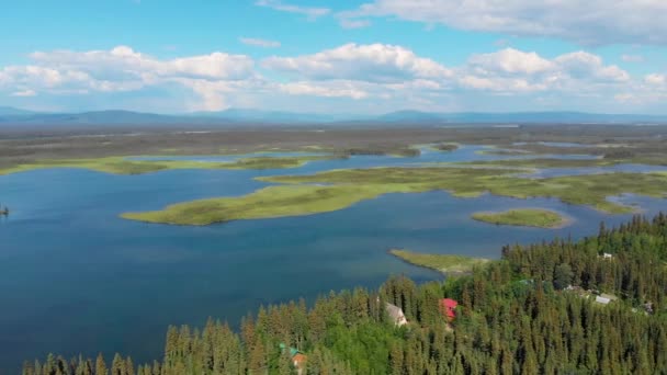 Drone Video Clearwater Lake Tanana River Delta Junction Summer — Stok Video