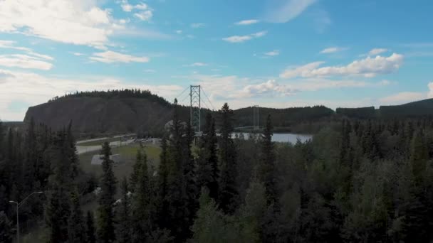 Drone Video Trans Alaska Pipeline Crosses Tanana River Big Delta — Stockvideo
