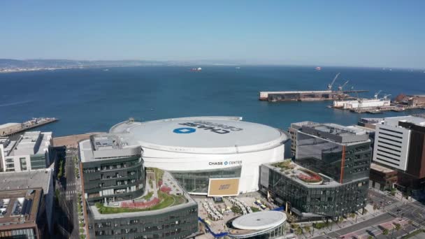 Aerial Panning Shot Chase Center Basketball Arena Home Golden State — 图库视频影像