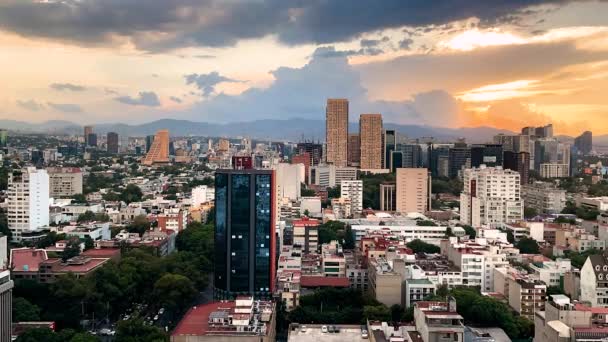 Pôr Sol Timelapse Cidade México Hora Ouro — Vídeo de Stock