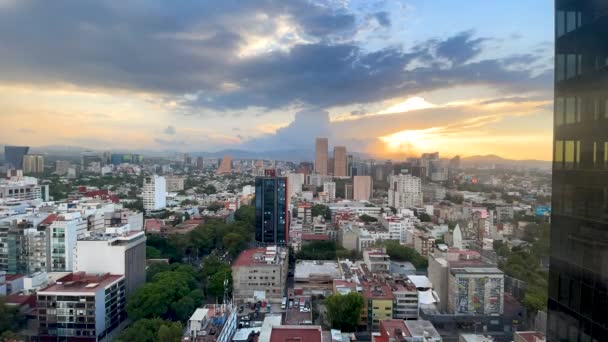 Pôr Sol Timelapse Cidade México Durante Hora Ouro — Vídeo de Stock