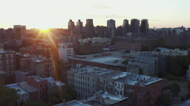 Gorgeous Aerial Flight Harlem New York City Bronx Sunrise Beautiful — Stockvideo