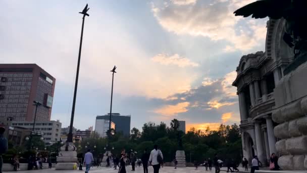 Timelapse Shot Sunset Front Bellas Artes Palace Mexico City — Stockvideo