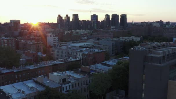 Sunrise Trucking Shot Harlem Nyc Looking Bronx Sunrise Sun Flare — Stock Video