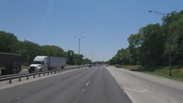 Traveling Illinois State Tollway Roads Streets Construction Slow Traffic Rush — Stockvideo