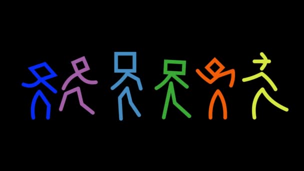 Stick Figure Nerds Show Individuality Quirky Dance Moves Black Background — Stock Video