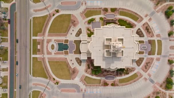 Aerial Top Birds Eye View Lds Mormon Payson Utah Temple — Stock Video