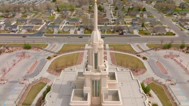 Luftkran Auf Den Schönen Lds Mormon Payson Utah Tempel Geschossen — Stockvideo