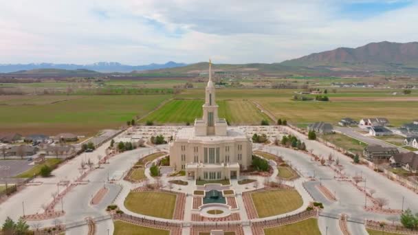 Aerial View Lds Mormon Utah Temple Forward Movement — Stock Video
