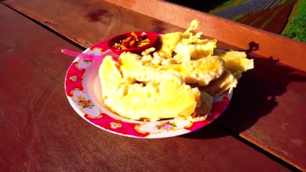 Indonesian Traditional Food Pisang Goreng Tempe Goreng Served Plate Made — Stock video