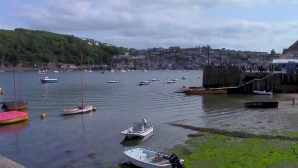 Boats Yachts Moored Cornish Seaside Town Fowey — Wideo stockowe