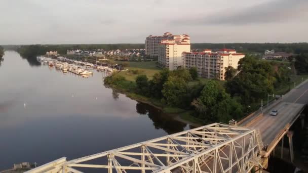 Aerial Pullout Swing Bridge North Myrtle Beach South Carolina — Video Stock